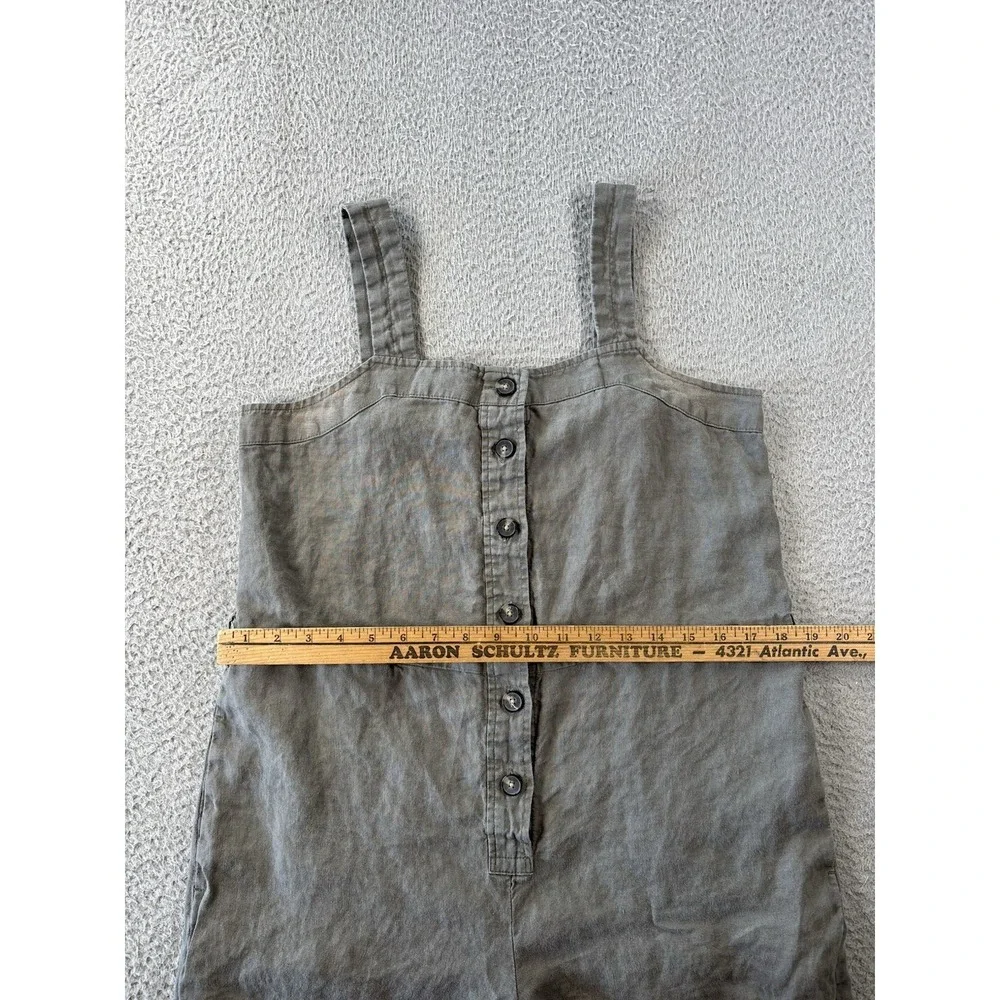 Everlane Linen Picnic Jumpsuit Size 6 Green Sleeveless Wide Leg *Flaws